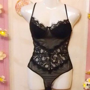 Lace Mesh and Sheer (M) Teddy Lingerie Bodysuit - NWOT